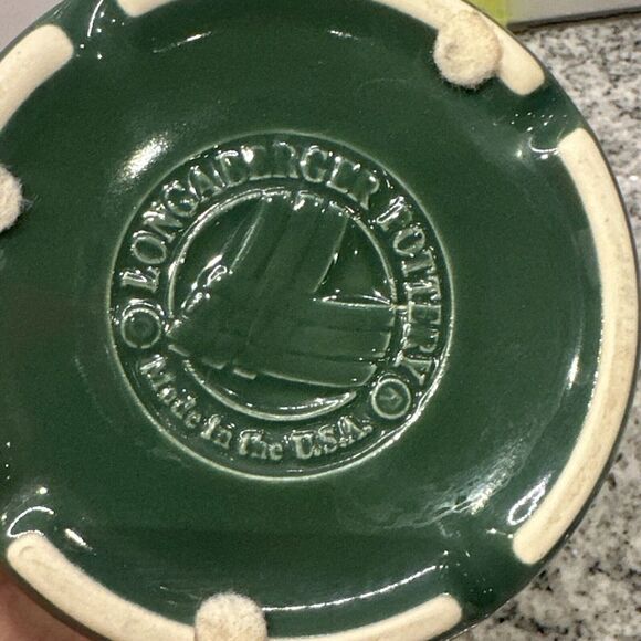 Longaberger Pottery  Green Woven Traditions 1-Pint Crock  3 1/2 x 4 1/2" Country - Picture 6 of 10
